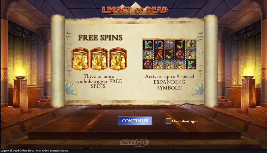 scatters casino rewards free spins legacy of dead
